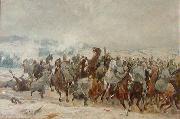 Otto Bache De lichtensteinske husarers angreb ved Sankelmark afvises oil on canvas